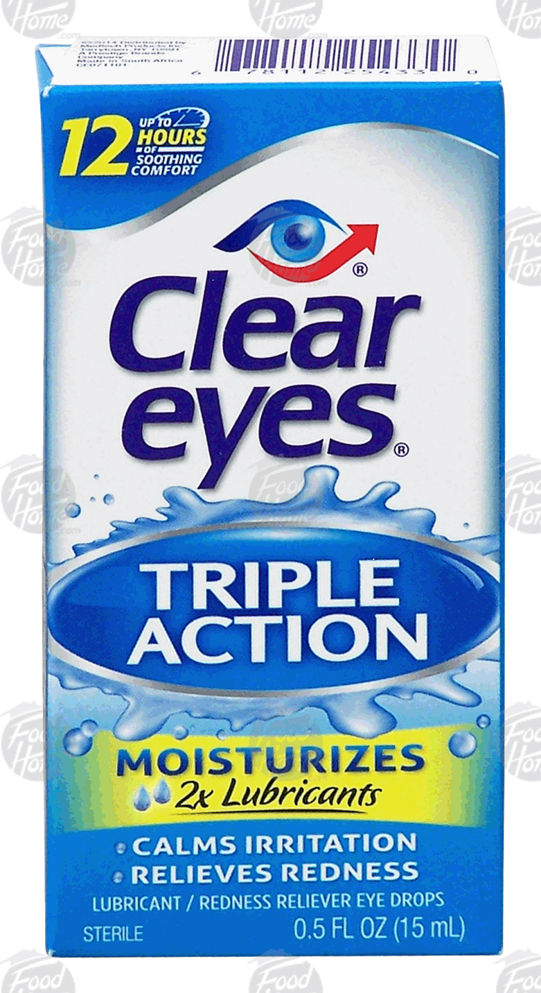 Clear Eyes Triple Action moisturizes, lubricant / redness reliever eye drops, 2x lubricants Full-Size Picture